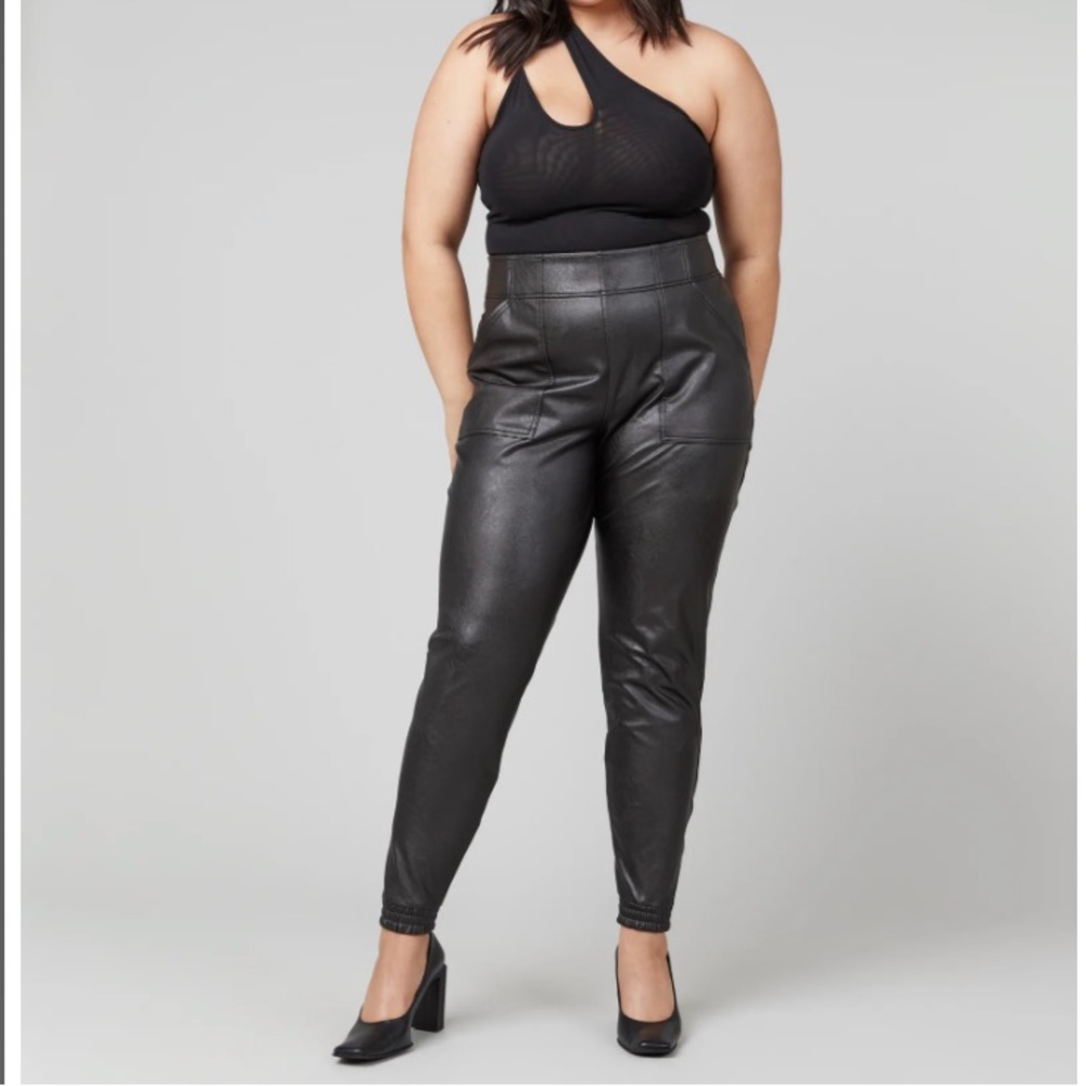Spanx Leather Like Jogger Noir Black size xs